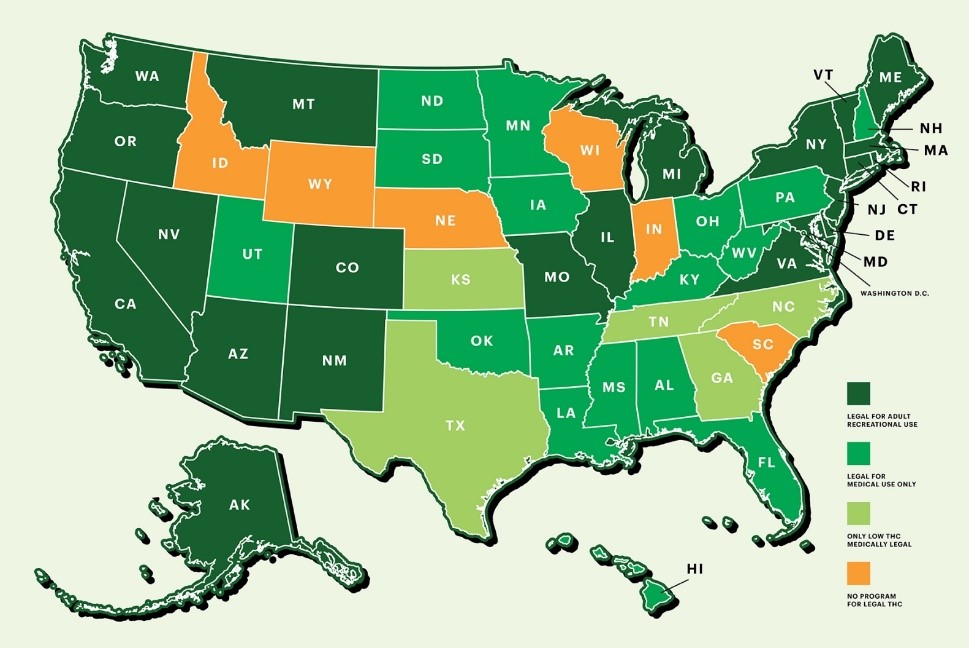 map of cannabis legality